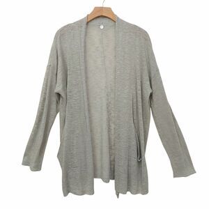 Margaret O'Leary Cardigan Womens Small Green Linen Open Front Coastal Boho